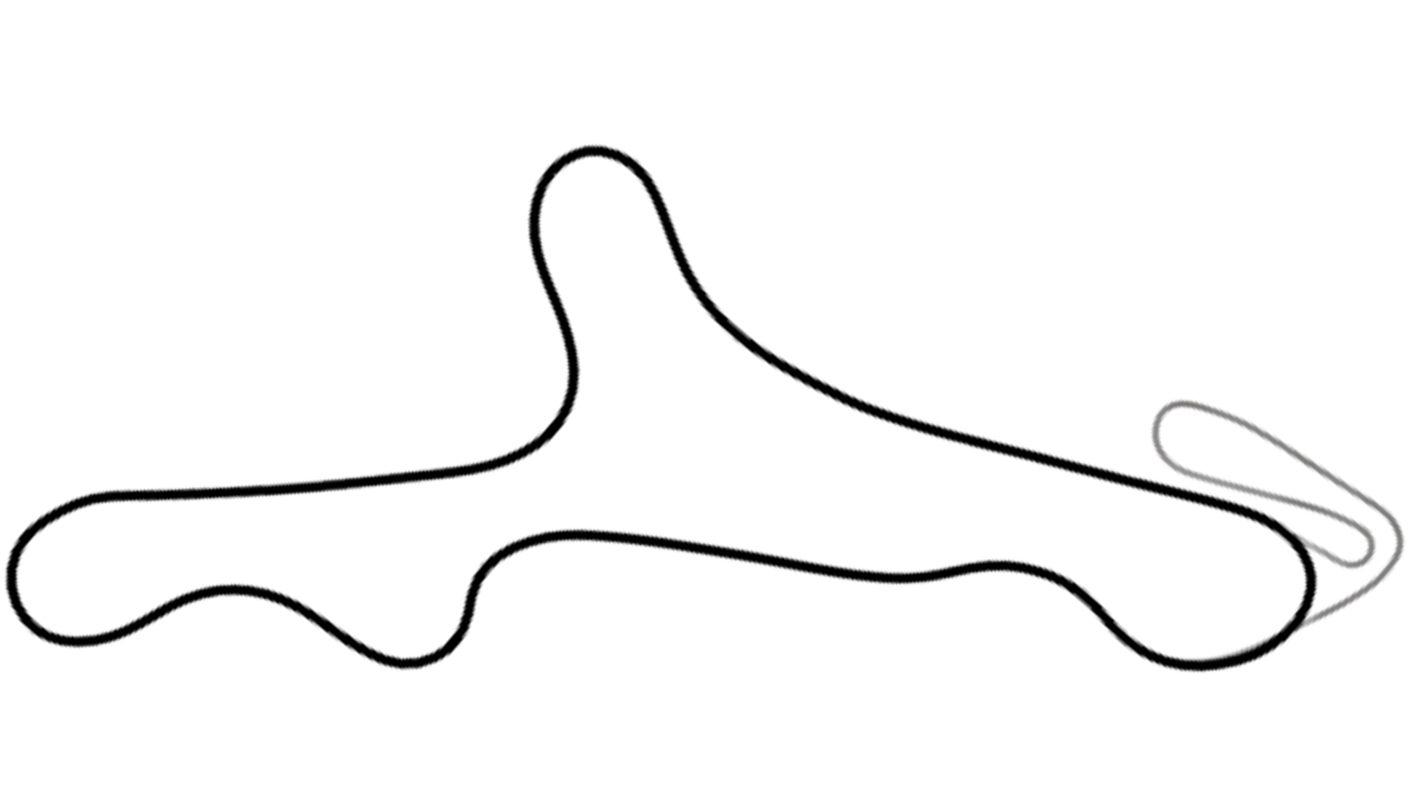 Track map of Kimbolton kart circuit from KartSim Pro UK software, a flowing track with varied corner types.