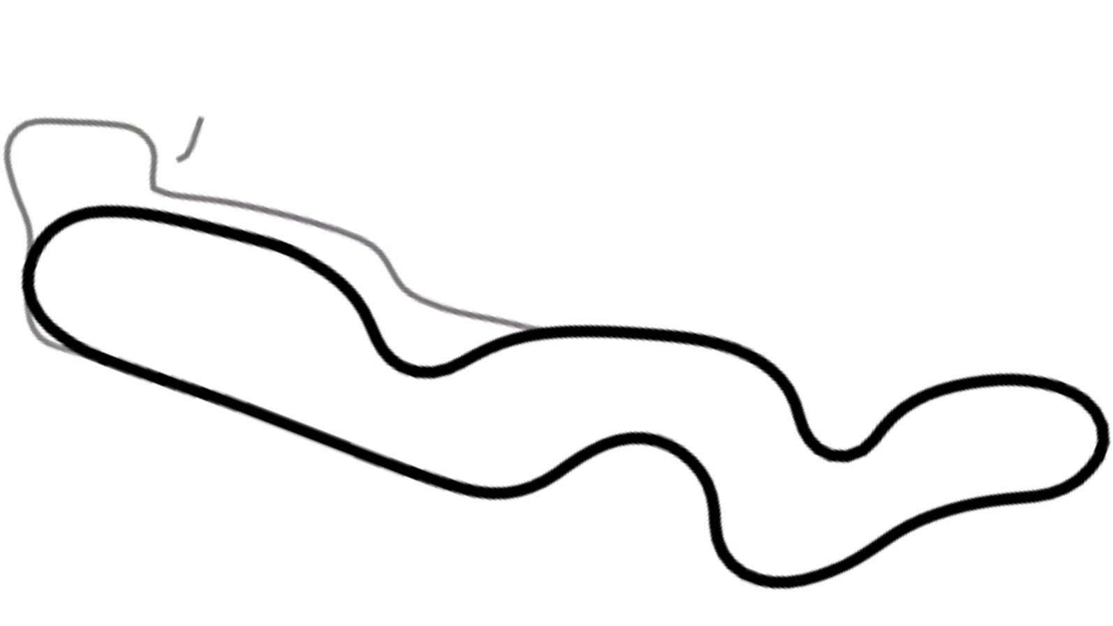 Track map of Lydd kart circuit from KartSim Pro UK software, with long straights and challenging braking zones.