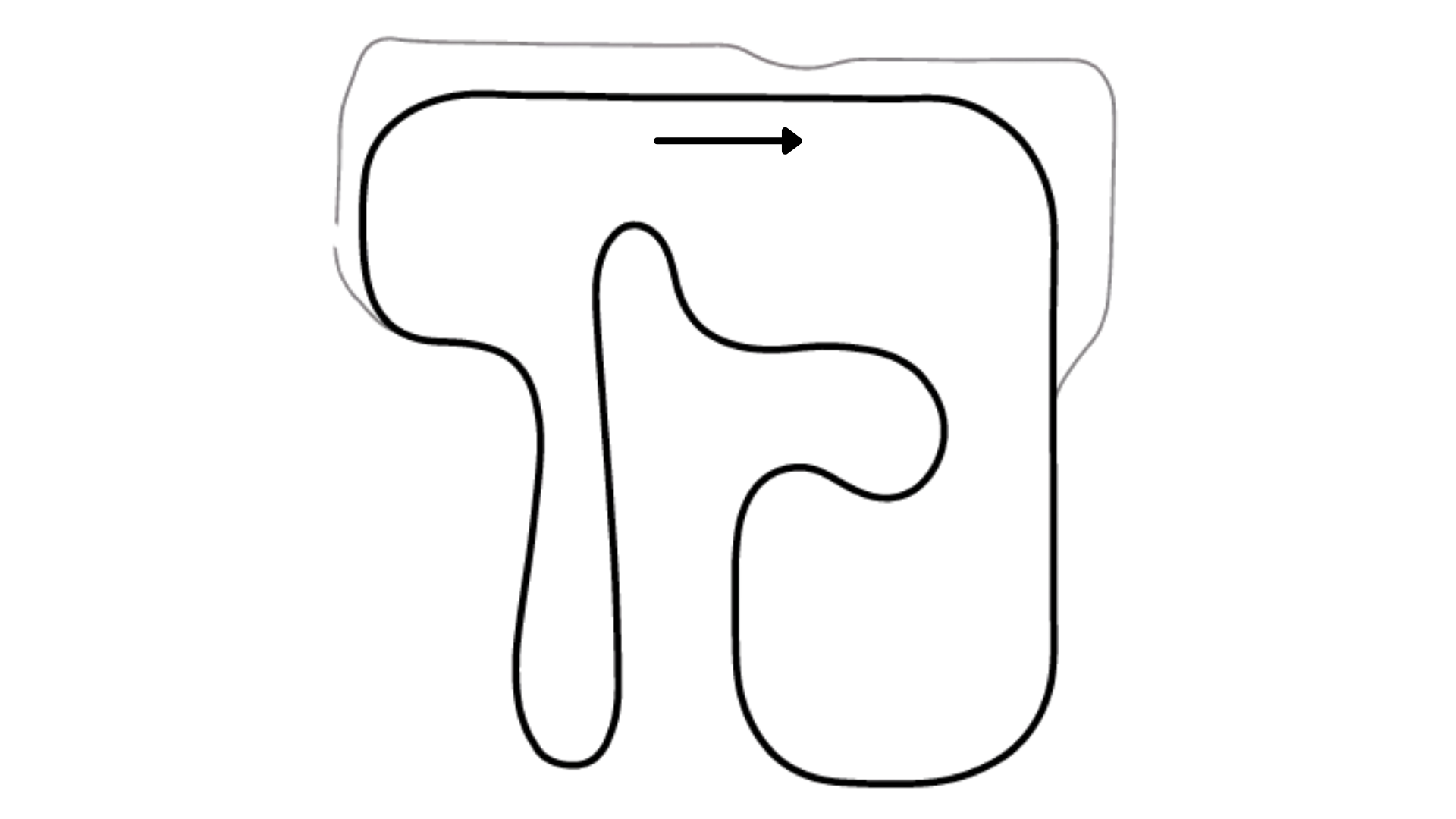 Overhead view of Miami kart racing track layout running clockwise with urban landscape and detailed curbing on KartSim software
