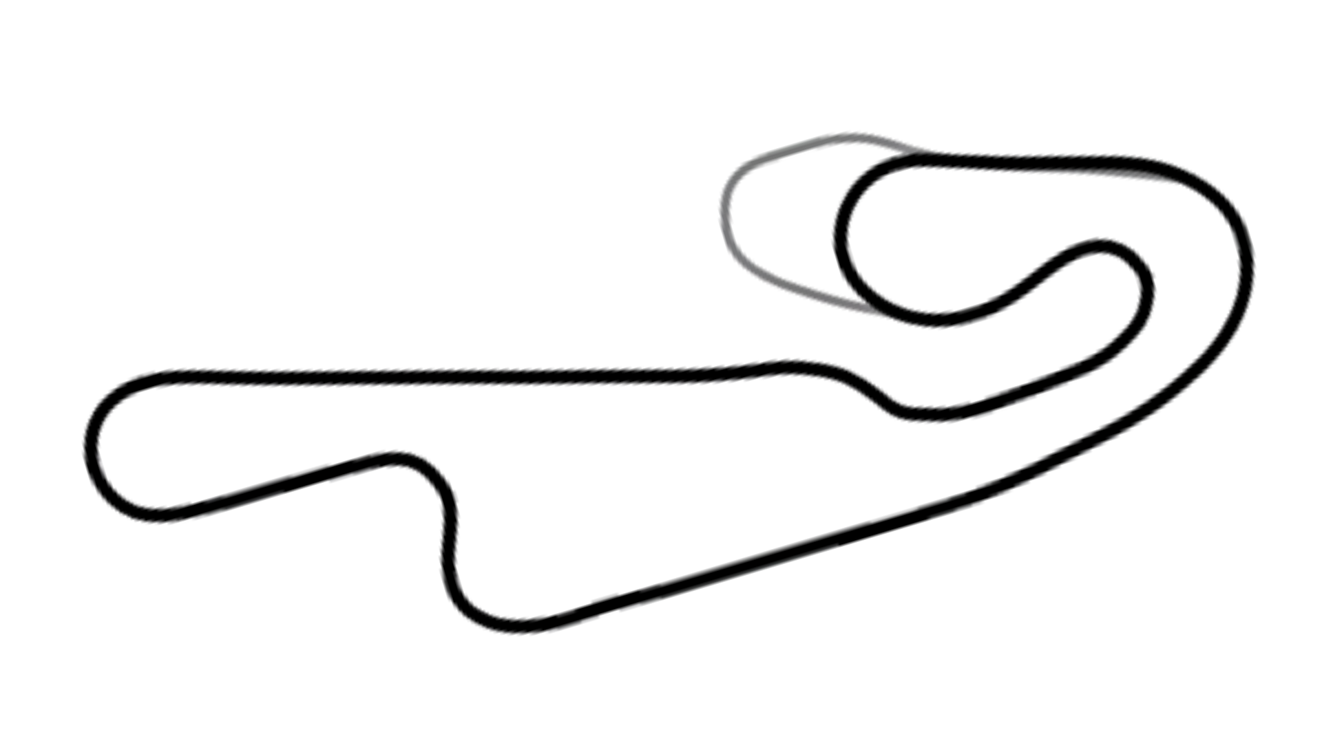 Black and white line drawing of North Texas kart racing track layout with multiple turns on white background for KartSim software