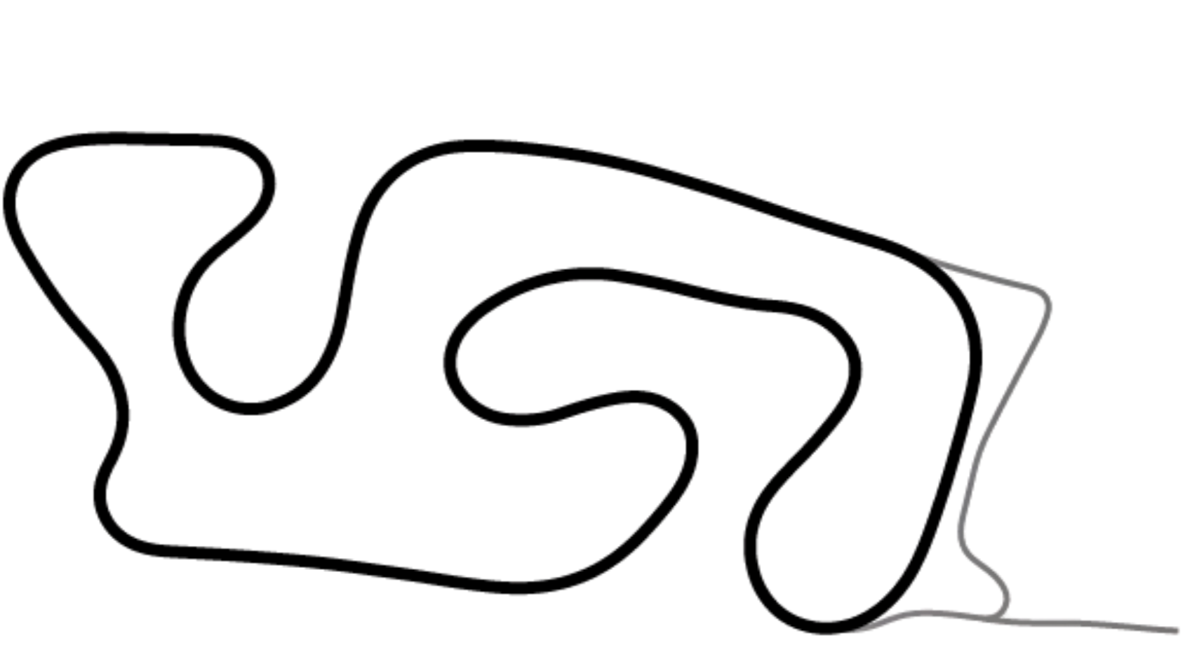 Track map of Nutts Corner kart circuit from KartSim Pro UK software, showing a mix of tight and flowing corners.