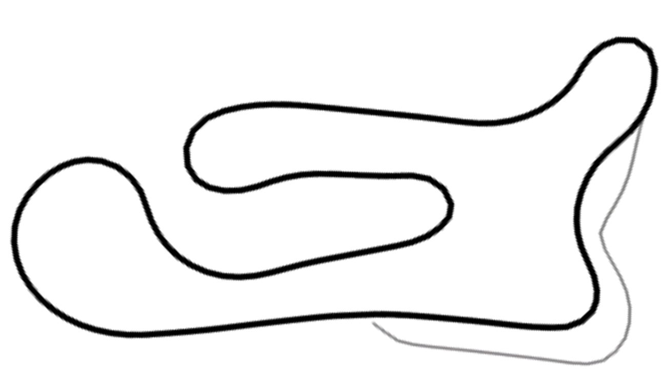 Track map of Rye House kart circuit layout from KartSim Pro UK software, showing technical corners and straights.