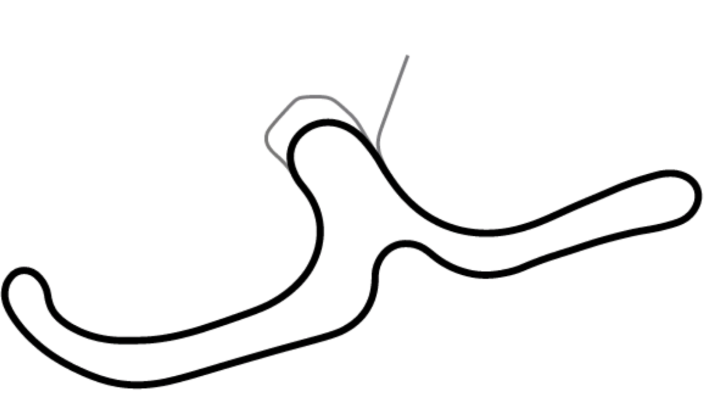 Track map of Shenington kart circuit from KartSim Pro UK software, a classic UK track with fast and technical sections.