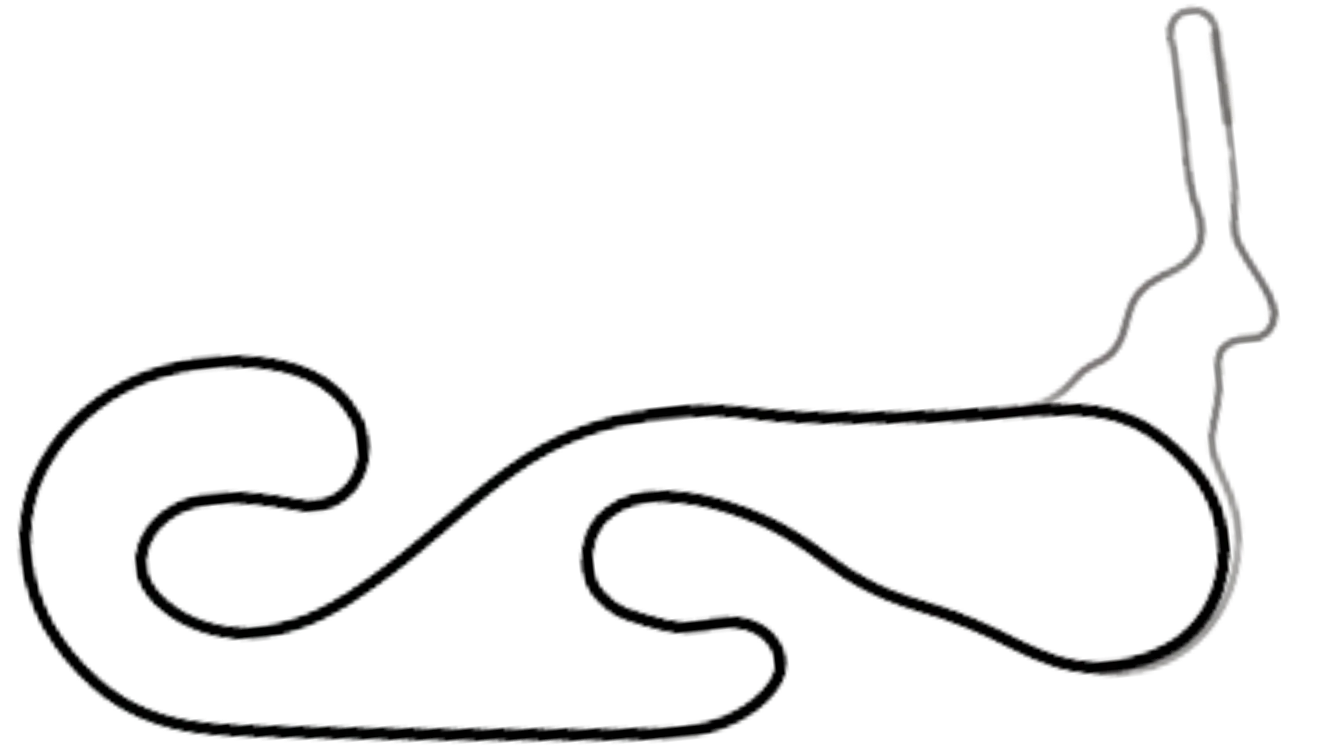 Track map of Teeside Alternate kart circuit layout from KartSim Pro UK software, showing corners and configuration.
