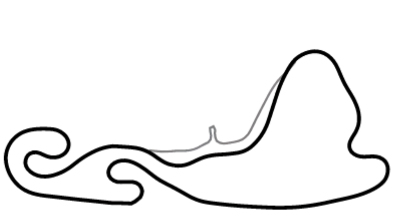 Track map of Teesside kart circuit from KartSim Pro UK software, showing its large and varied course layout.