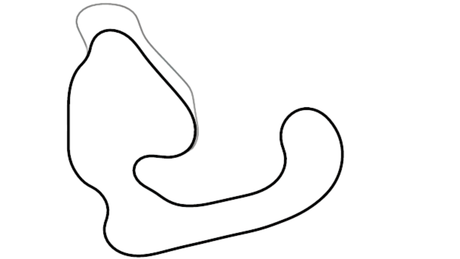 Track map of Three Sisters Wigan kart circuit from KartSim Pro UK software, known for its complex infield sections.