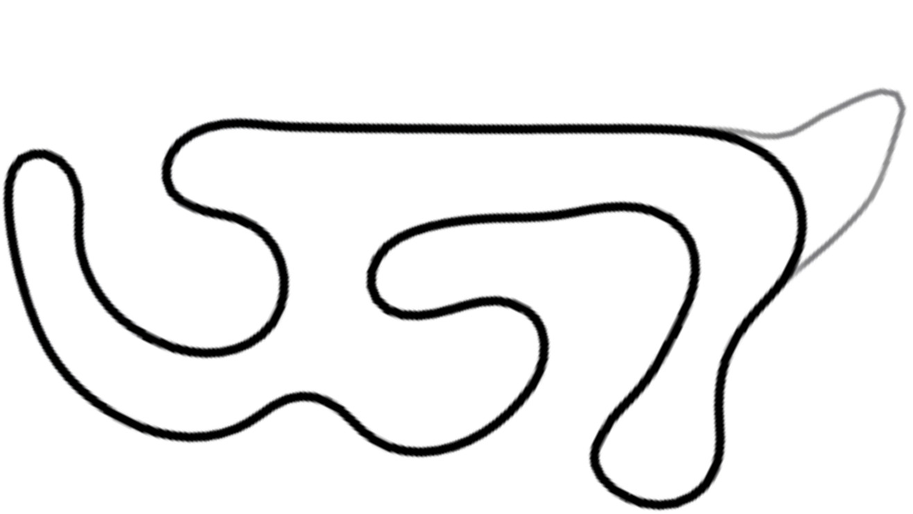 Track map of Warden Law kart circuit from KartSim Pro UK software, showing varied corner sequences.